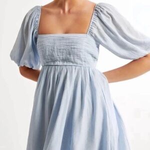 Abercrombie & Fitch Powder Blue Puff Sleeve Square-Neck Dress